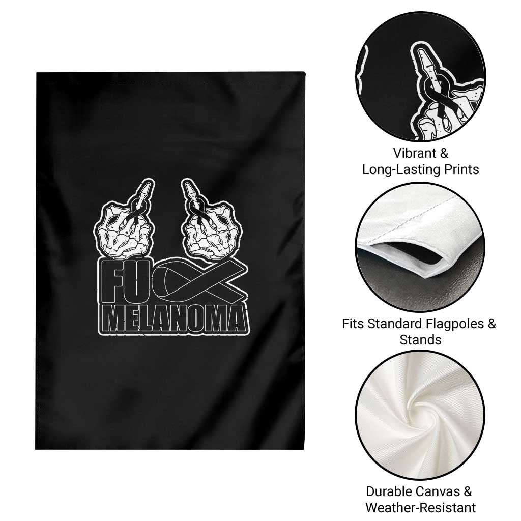 Fuck Melanoma Garden Flag Skeleton Hand Black Ribbon Awareness TS12 Print Your Wear