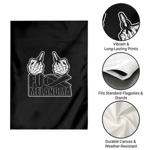 Fuck Melanoma Garden Flag Skeleton Hand Black Ribbon Awareness TS12 Print Your Wear