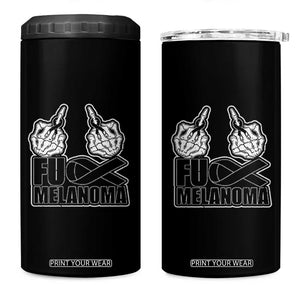 Fuck Melanoma 4 in 1 Can Cooler Tumbler Skeleton Hand Black Ribbon Awareness TS12 One Size: 16 oz Black Print Your Wear