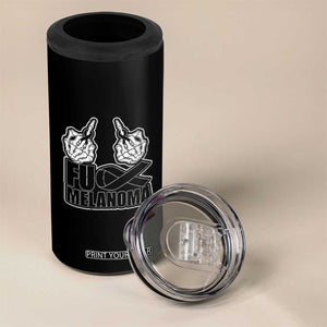 Fuck Melanoma 4 in 1 Can Cooler Tumbler Skeleton Hand Black Ribbon Awareness TS12 Print Your Wear