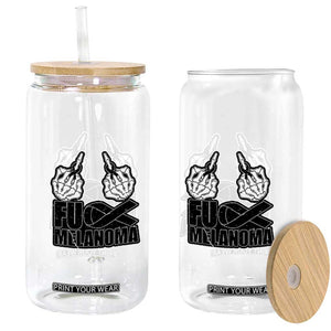 Fuck Melanoma Glass Can Skeleton Hand Black Ribbon Awareness TS12 Print Your Wear