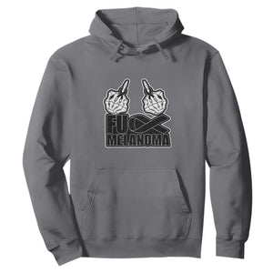 Fuck Melanoma Hoodie Skeleton Hand Black Ribbon Awareness TS12 Charcoal Print Your Wear