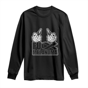 Fuck Melanoma Long Sleeve Shirt Skeleton Hand Black Ribbon Awareness TS12 Black Print Your Wear