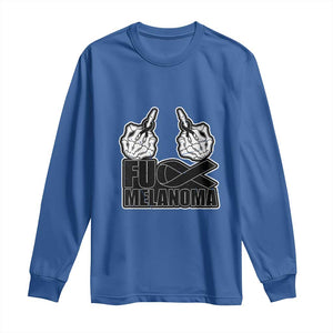 Fuck Melanoma Long Sleeve Shirt Skeleton Hand Black Ribbon Awareness TS12 Royal Blue Print Your Wear
