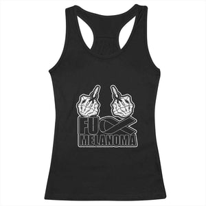 Fuck Melanoma Racerback Tank Top Skeleton Hand Black Ribbon Awareness TS12 Black Print Your Wear
