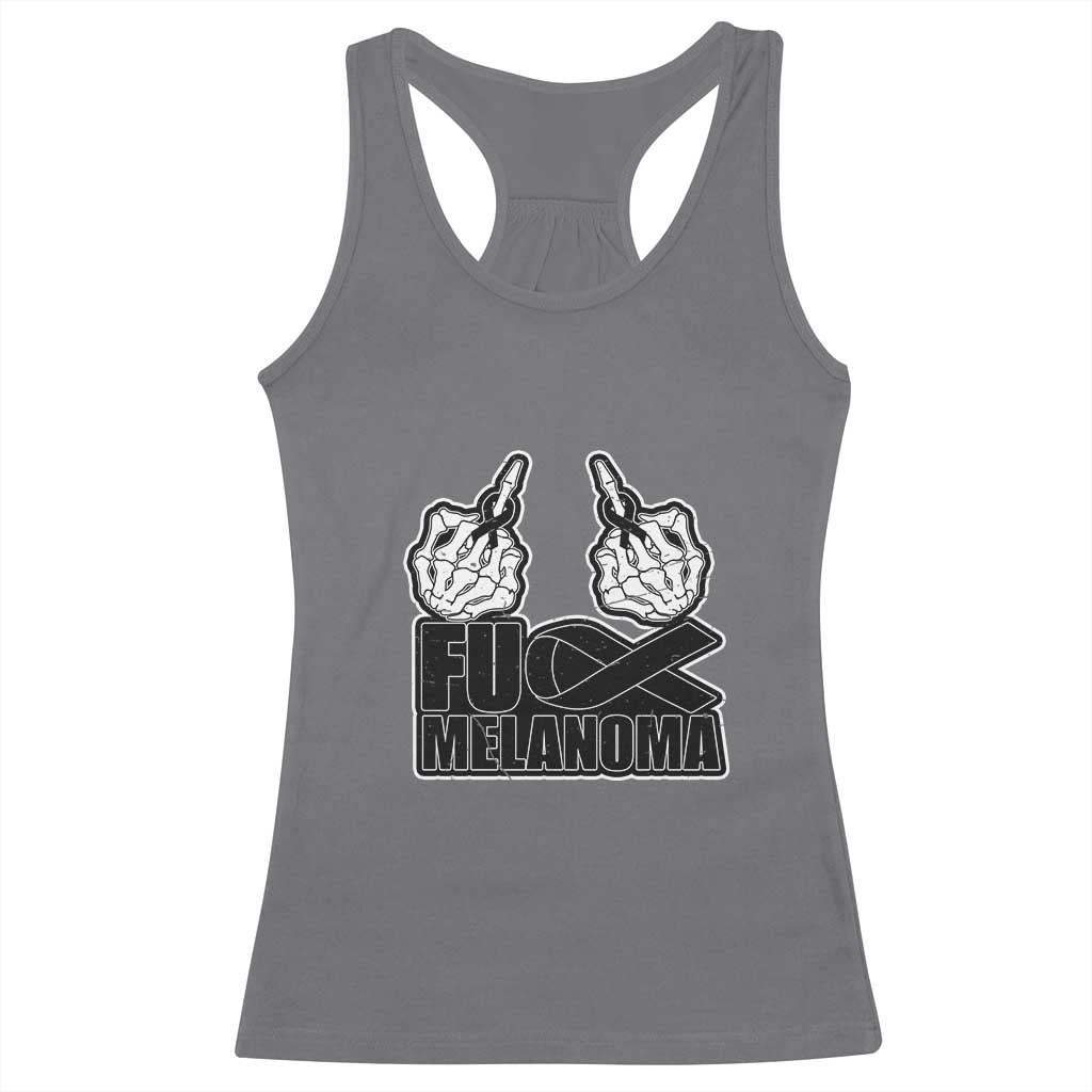 Fuck Melanoma Racerback Tank Top Skeleton Hand Black Ribbon Awareness TS12 Charcoal Print Your Wear