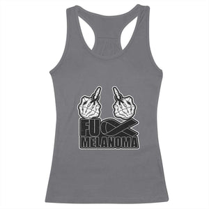 Fuck Melanoma Racerback Tank Top Skeleton Hand Black Ribbon Awareness TS12 Charcoal Print Your Wear