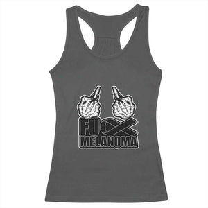 Fuck Melanoma Racerback Tank Top Skeleton Hand Black Ribbon Awareness TS12 Dark Heather Print Your Wear