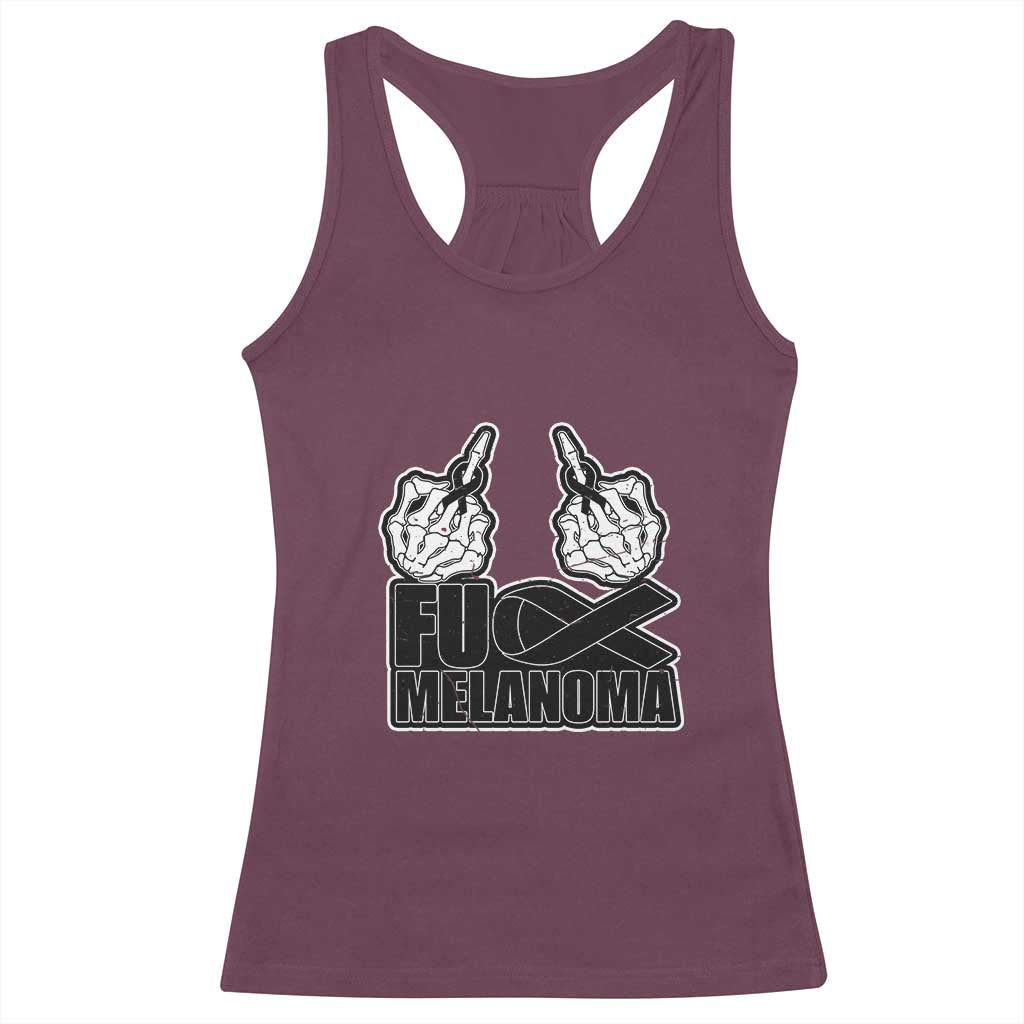 Fuck Melanoma Racerback Tank Top Skeleton Hand Black Ribbon Awareness TS12 Maroon Print Your Wear