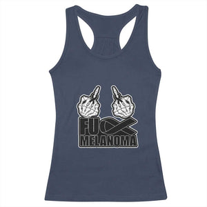 Fuck Melanoma Racerback Tank Top Skeleton Hand Black Ribbon Awareness TS12 Navy Print Your Wear