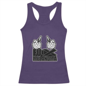 Fuck Melanoma Racerback Tank Top Skeleton Hand Black Ribbon Awareness TS12 Purple Print Your Wear