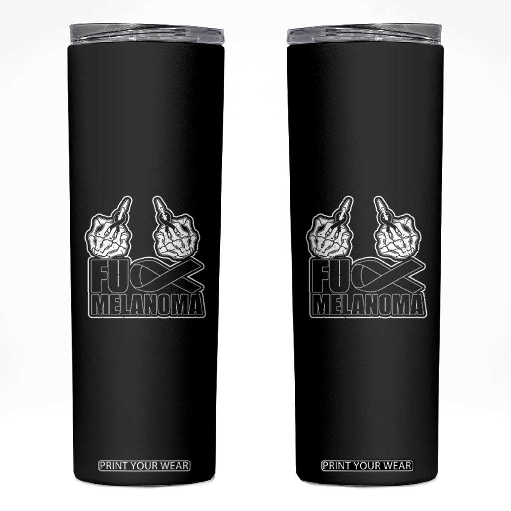 Fuck Melanoma Skinny Tumbler Skeleton Hand Black Ribbon Awareness TS12 Black Print Your Wear