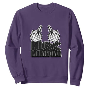 Fuck Melanoma Sweatshirt Skeleton Hand Black Ribbon Awareness TS12 Purple Print Your Wear