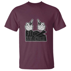 Fuck Melanoma T Shirt Skeleton Hand Black Ribbon Awareness TS12 Maroon Print Your Wear