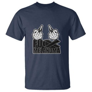 Fuck Melanoma T Shirt Skeleton Hand Black Ribbon Awareness TS12 Navy Print Your Wear