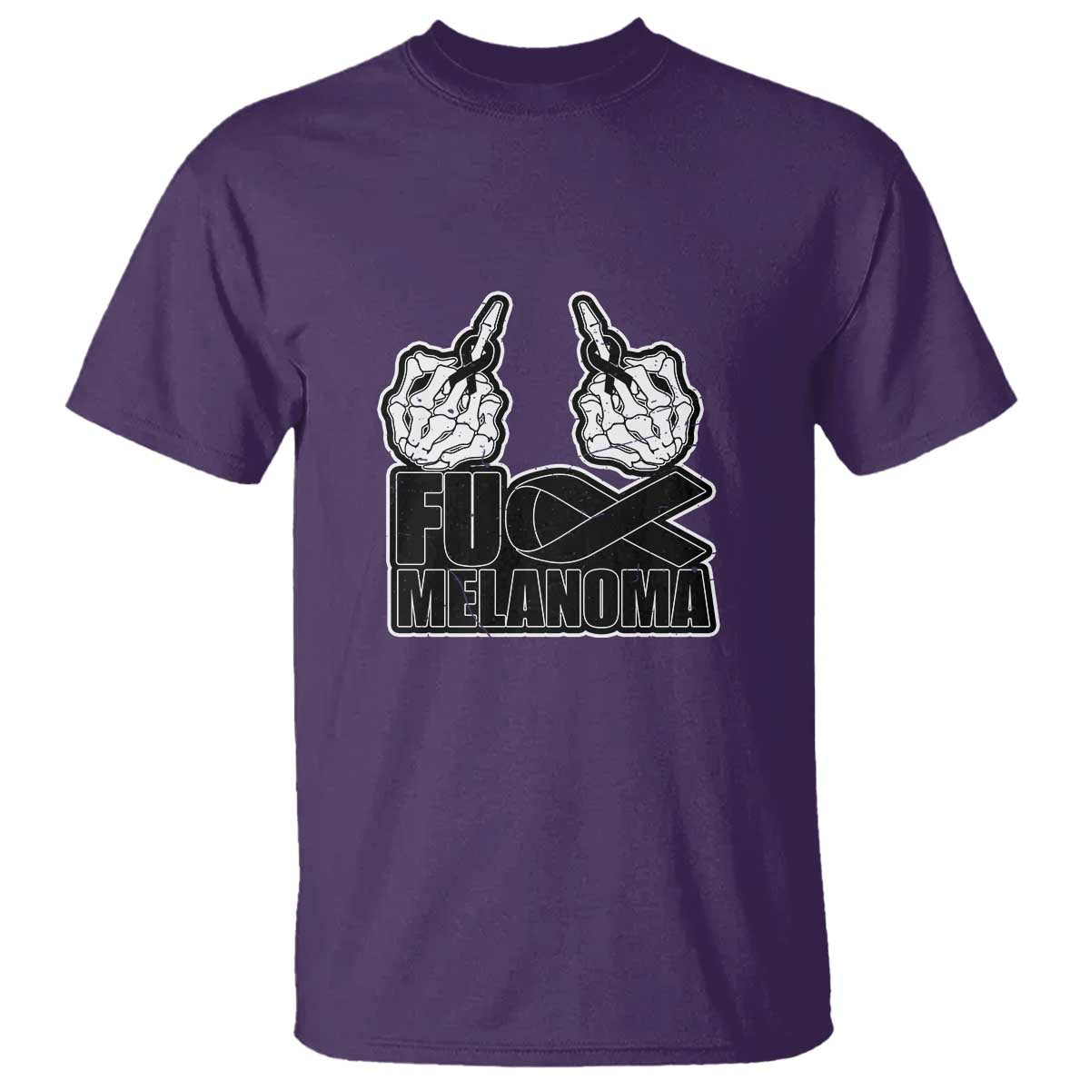Fuck Melanoma T Shirt Skeleton Hand Black Ribbon Awareness TS12 Purple Print Your Wear