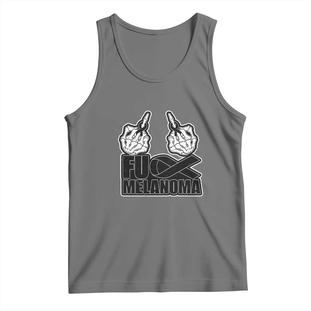 Fuck Melanoma Tank Top Skeleton Hand Black Ribbon Awareness TS12 Black Heather Print Your Wear