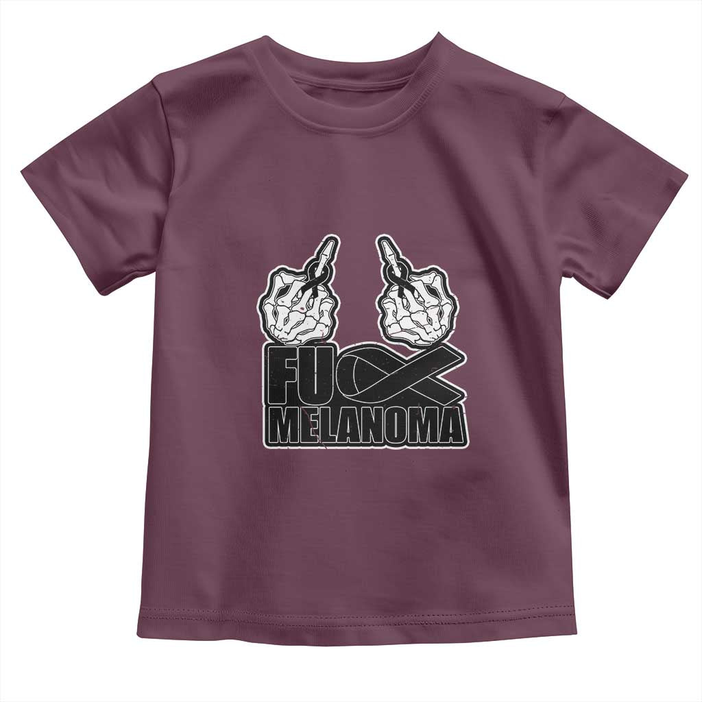 Fuck Melanoma Toddler T Shirt Skeleton Hand Black Ribbon Awareness TS12 Maroon Print Your Wear