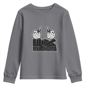 Fuck Melanoma Youth Sweatshirt Skeleton Hand Black Ribbon Awareness TS12 Charcoal Print Your Wear