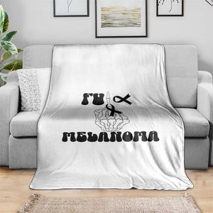 Fuck Melanoma Awareness Throw Blanket Skeleton Hand Ribbon Warrior Gift TS12 Print Your Wear