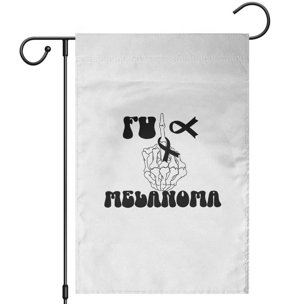 Fuck Melanoma Awareness Garden Flag Skeleton Hand Ribbon Warrior Gift TS12 White Print Your Wear
