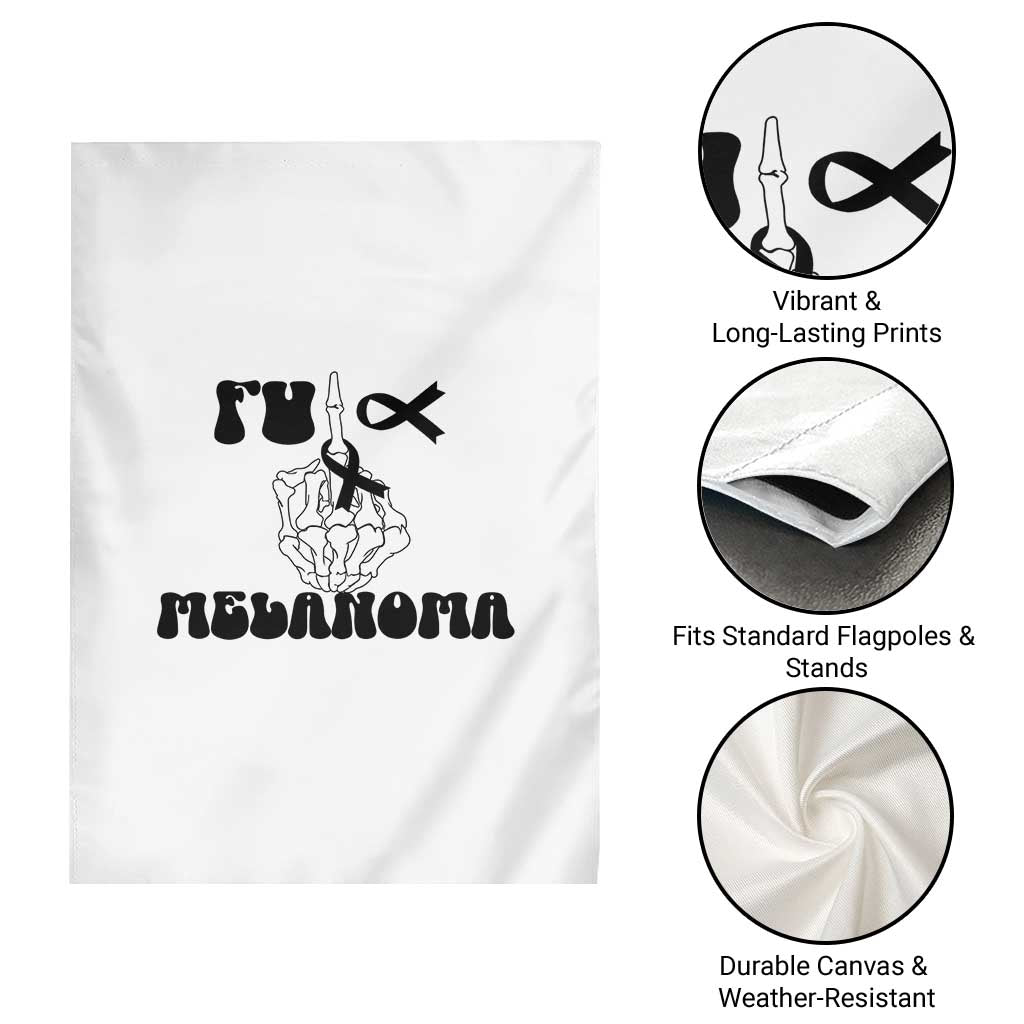 Fuck Melanoma Awareness Garden Flag Skeleton Hand Ribbon Warrior Gift TS12 Print Your Wear