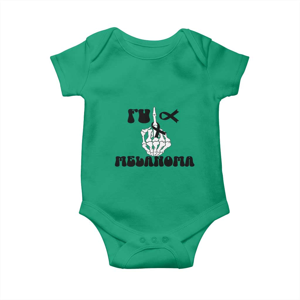 Fuck Melanoma Awareness Baby Onesie Skeleton Hand Ribbon Warrior Gift TS12 Irish Green Print Your Wear