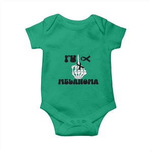 Fuck Melanoma Awareness Baby Onesie Skeleton Hand Ribbon Warrior Gift TS12 Irish Green Print Your Wear