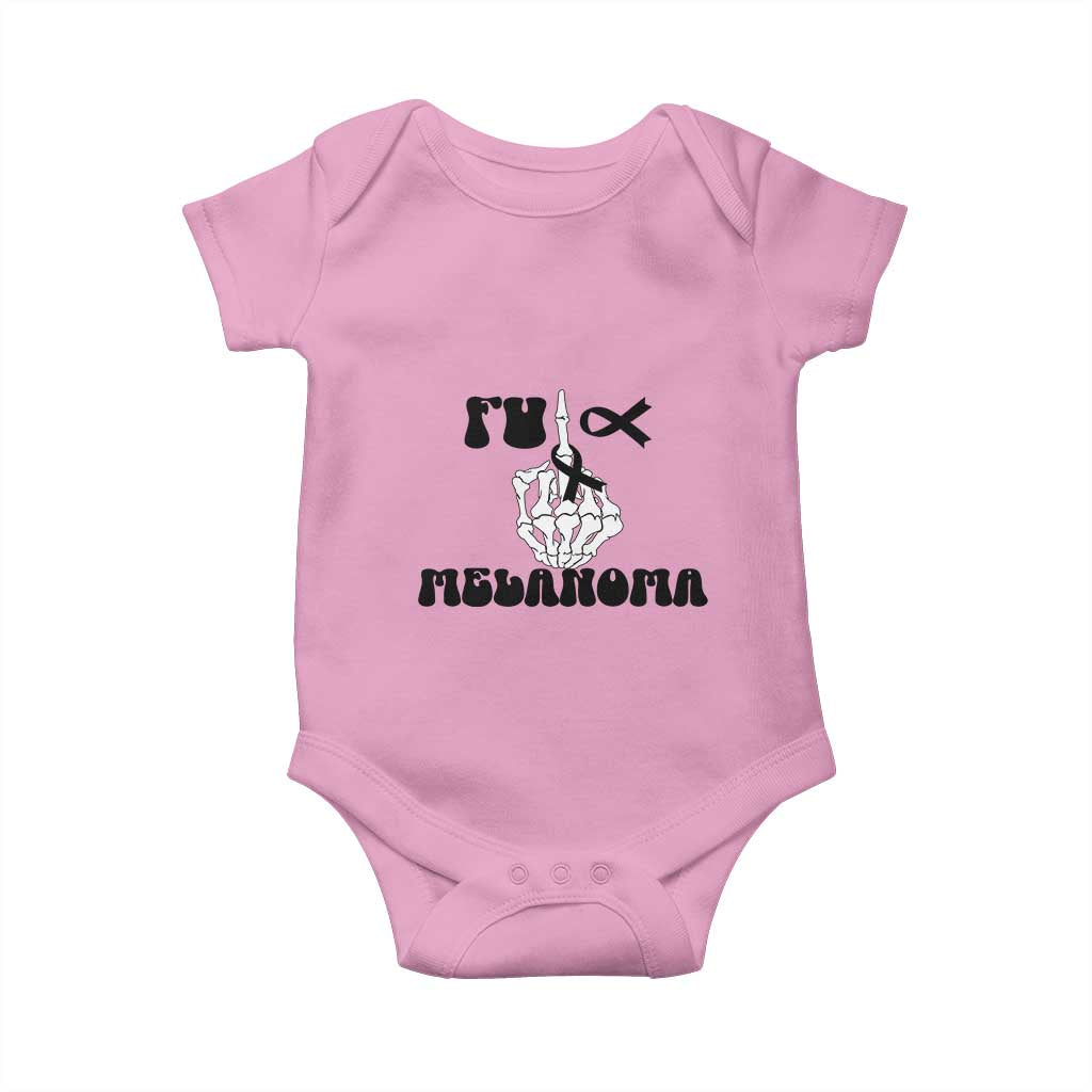 Fuck Melanoma Awareness Baby Onesie Skeleton Hand Ribbon Warrior Gift TS12 Light Pink Print Your Wear