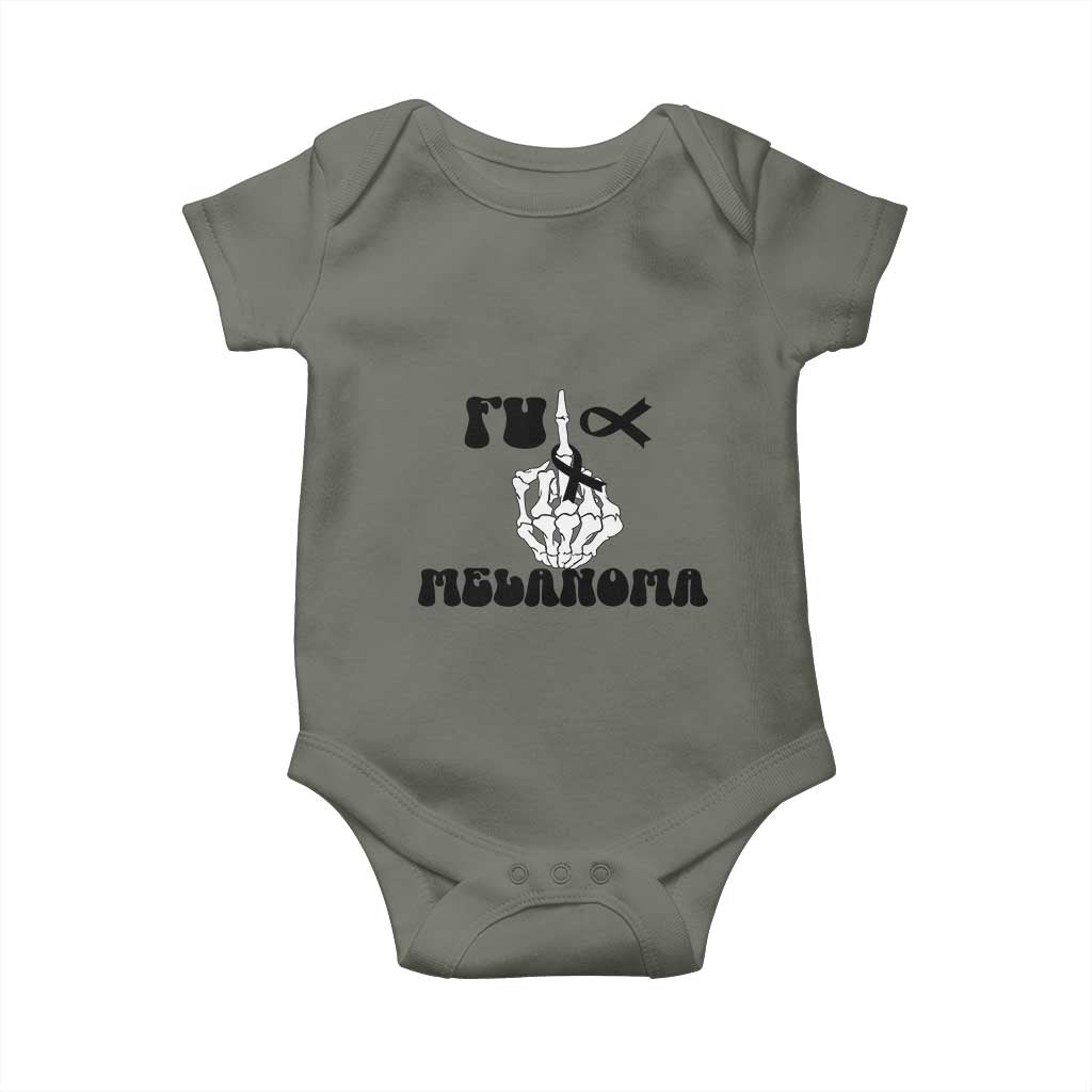 Fuck Melanoma Awareness Baby Onesie Skeleton Hand Ribbon Warrior Gift TS12 Military Green Print Your Wear