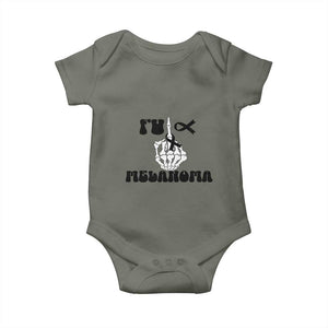 Fuck Melanoma Awareness Baby Onesie Skeleton Hand Ribbon Warrior Gift TS12 Military Green Print Your Wear