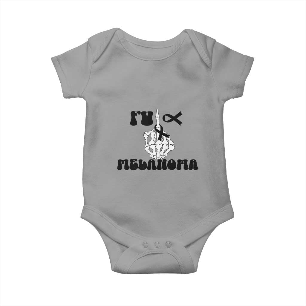 Fuck Melanoma Awareness Baby Onesie Skeleton Hand Ribbon Warrior Gift TS12 Sport Gray Print Your Wear