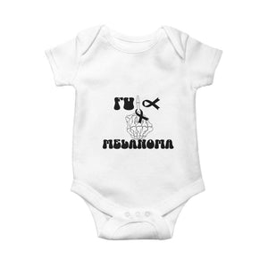 Fuck Melanoma Awareness Baby Onesie Skeleton Hand Ribbon Warrior Gift TS12 White Print Your Wear