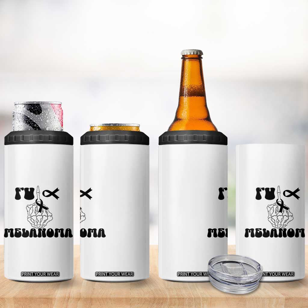 Fuck Melanoma Awareness 4 in 1 Can Cooler Tumbler Skeleton Hand Ribbon Warrior Gift TS12 Print Your Wear