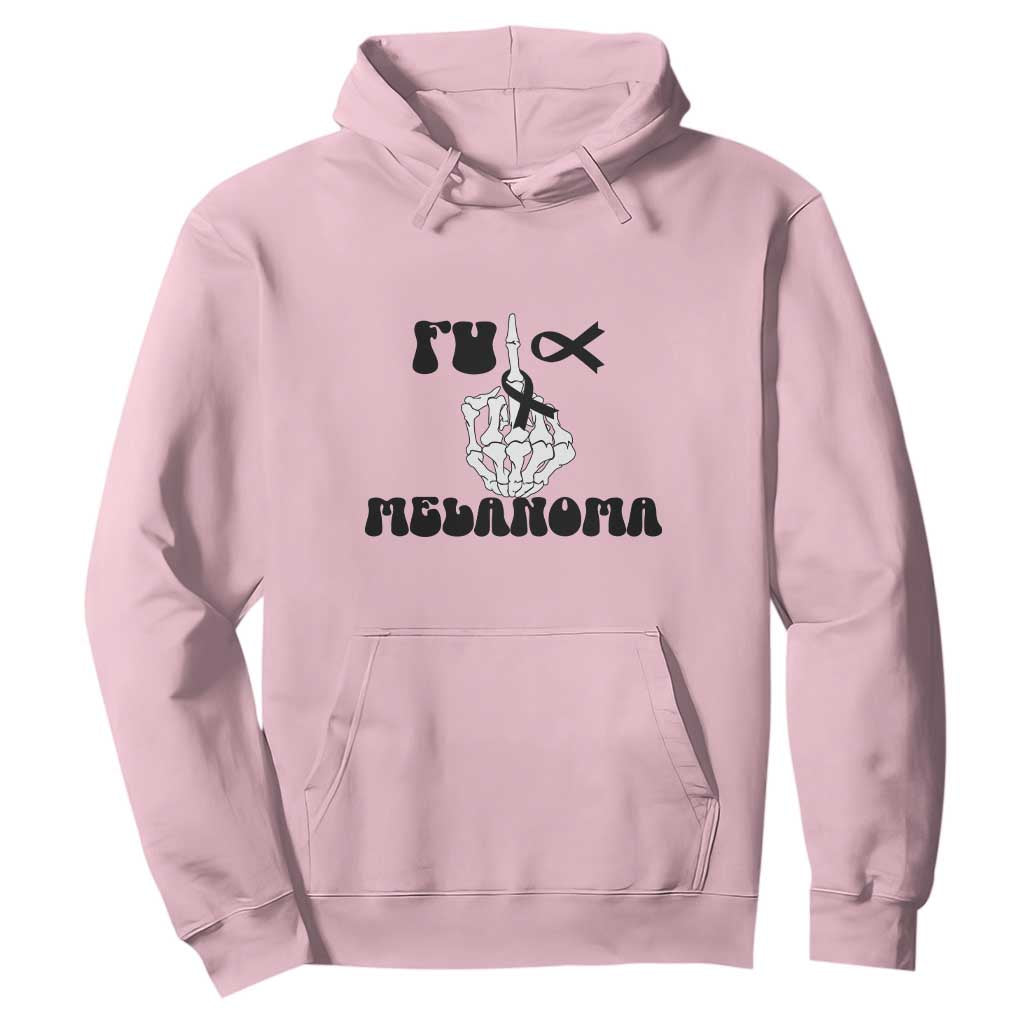Fuck Melanoma Awareness Hoodie Skeleton Hand Ribbon Warrior Gift TS12 Light Pink Print Your Wear