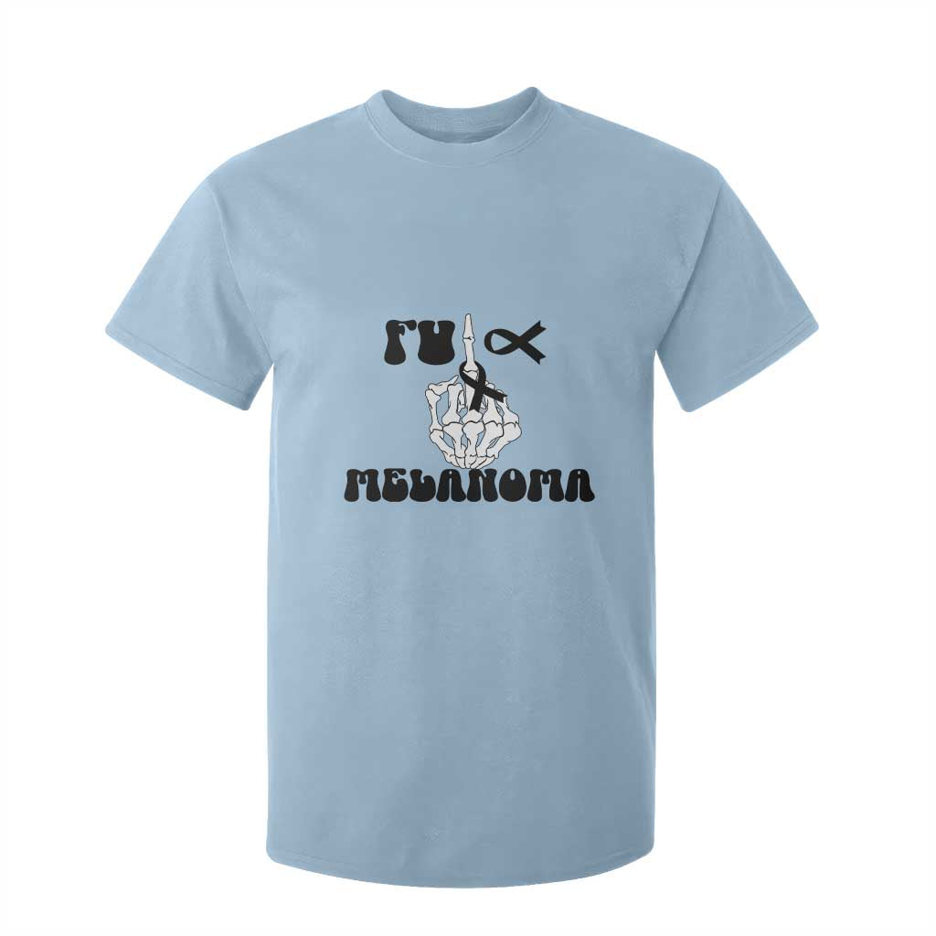 Fuck Melanoma Awareness T Shirt For Kid Skeleton Hand Ribbon Warrior Gift TS12 Light Blue Print Your Wear