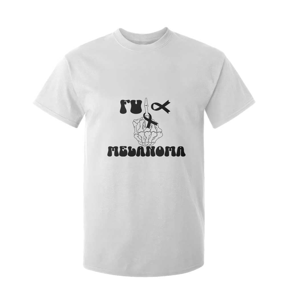 Fuck Melanoma Awareness T Shirt For Kid Skeleton Hand Ribbon Warrior Gift TS12 White Print Your Wear