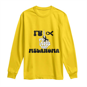 Fuck Melanoma Awareness Long Sleeve Shirt Skeleton Hand Ribbon Warrior Gift TS12 Daisy Print Your Wear