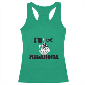 Fuck Melanoma Awareness Racerback Tank Top Skeleton Hand Ribbon Warrior Gift TS12 Irish Green Print Your Wear