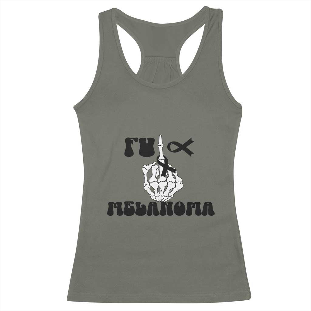 Fuck Melanoma Awareness Racerback Tank Top Skeleton Hand Ribbon Warrior Gift TS12 Military Green Print Your Wear