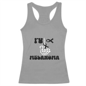 Fuck Melanoma Awareness Racerback Tank Top Skeleton Hand Ribbon Warrior Gift TS12 Sport Gray Print Your Wear