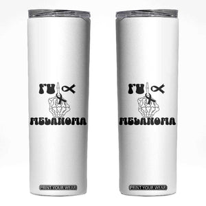 Fuck Melanoma Awareness Skinny Tumbler Skeleton Hand Ribbon Warrior Gift TS12 White Print Your Wear