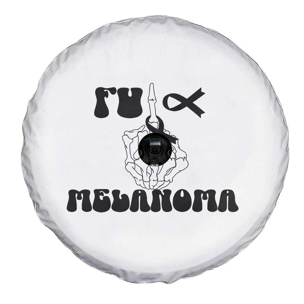 Fuck Melanoma Awareness Spare Tire Cover Skeleton Hand Ribbon Warrior Gift TS12 Print Your Wear