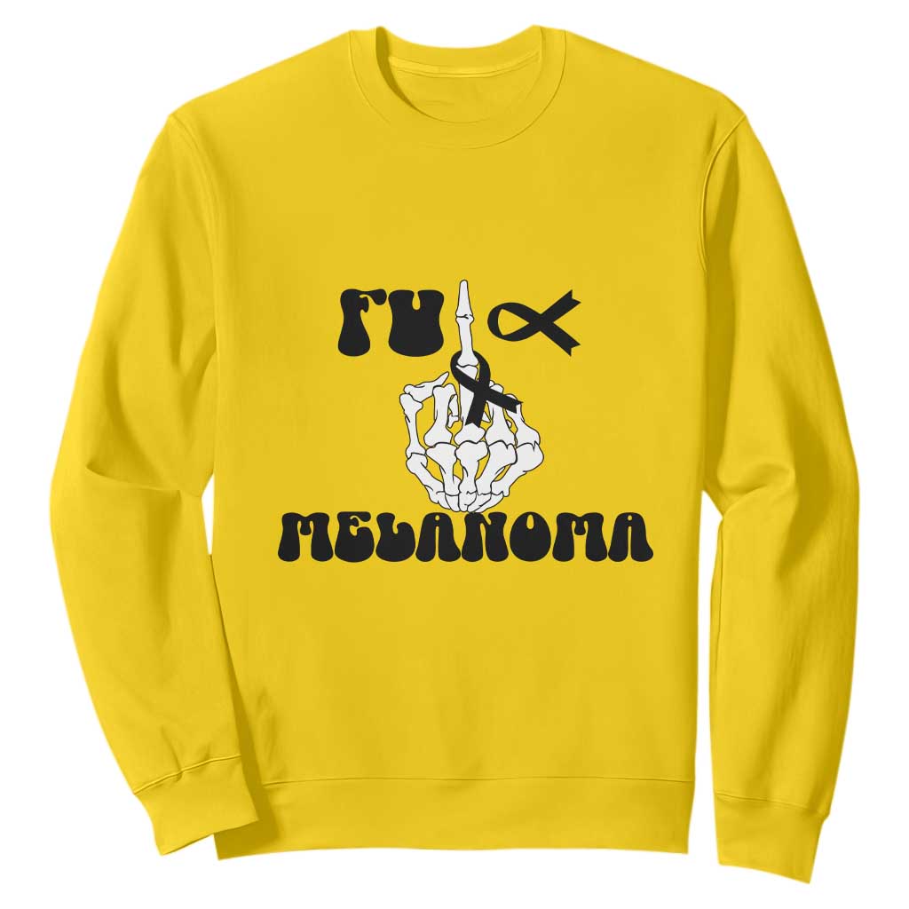 Fuck Melanoma Awareness Sweatshirt Skeleton Hand Ribbon Warrior Gift TS12 Daisy Print Your Wear