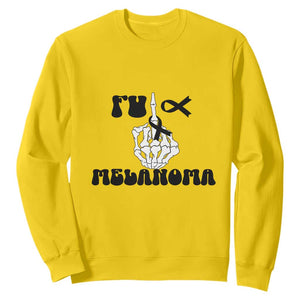 Fuck Melanoma Awareness Sweatshirt Skeleton Hand Ribbon Warrior Gift TS12 Daisy Print Your Wear