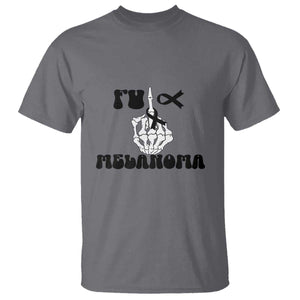 Fuck Melanoma Awareness T Shirt Skeleton Hand Ribbon Warrior Gift TS12 Charcoal Print Your Wear