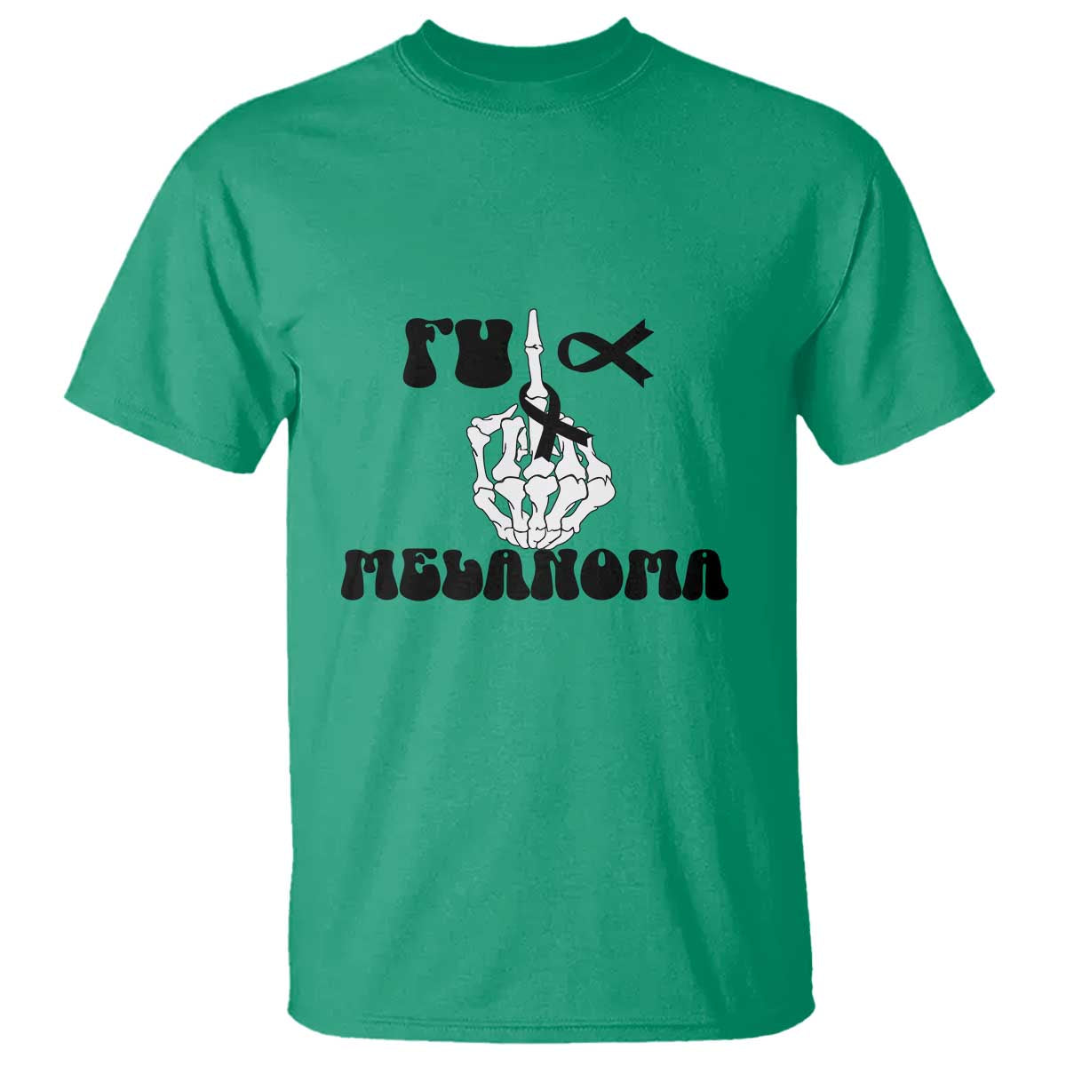 Fuck Melanoma Awareness T Shirt Skeleton Hand Ribbon Warrior Gift TS12 Irish Green Print Your Wear
