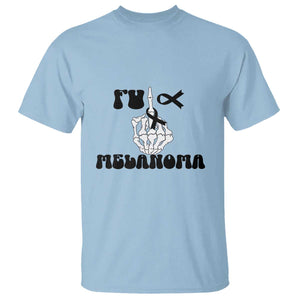 Fuck Melanoma Awareness T Shirt Skeleton Hand Ribbon Warrior Gift TS12 Light Blue Print Your Wear