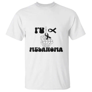 Fuck Melanoma Awareness T Shirt Skeleton Hand Ribbon Warrior Gift TS12 White Print Your Wear