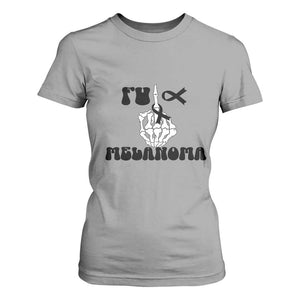 Fuck Melanoma Awareness T Shirt For Women Skeleton Hand Ribbon Warrior Gift TS12 Sport Gray Print Your Wear